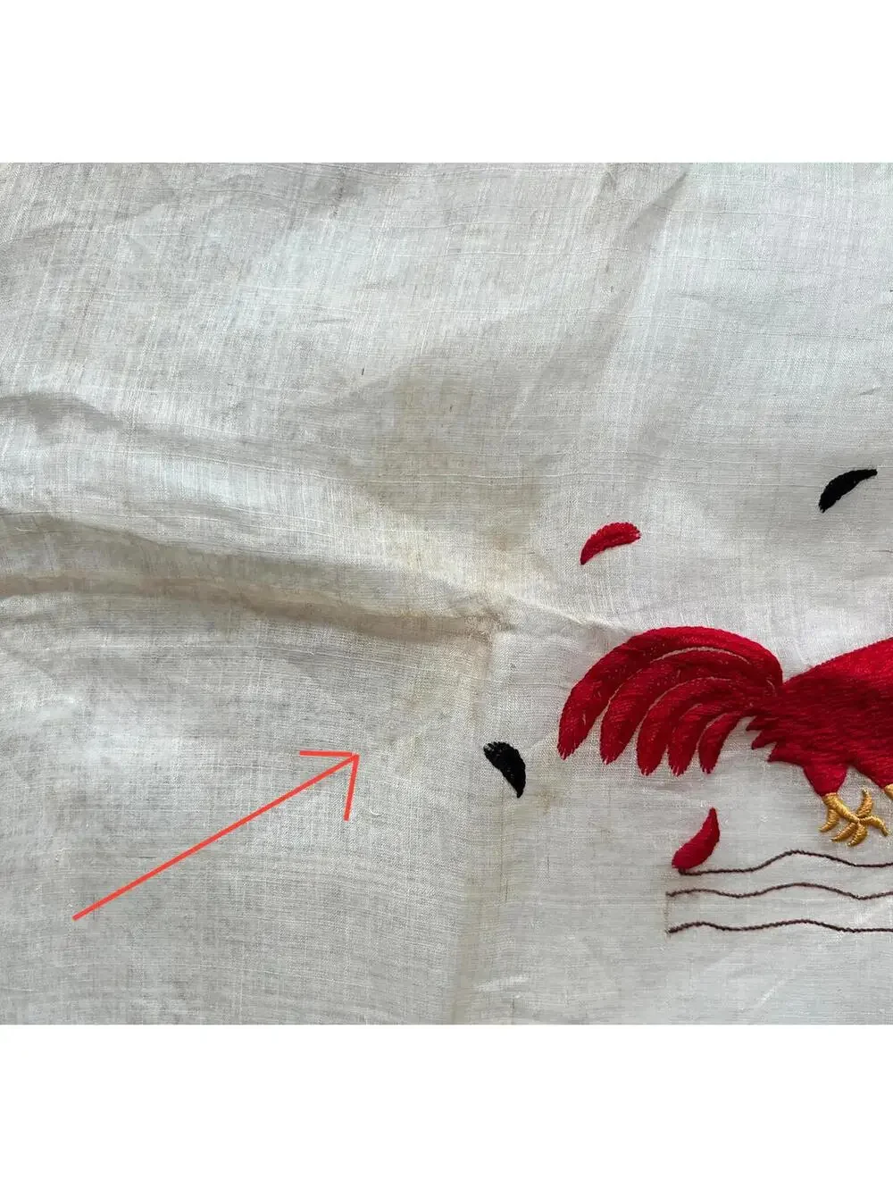 Antique Madeira Embroidered Rooster Placemat 11x17